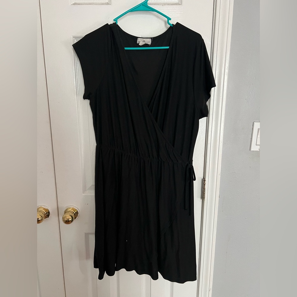 Derek Heart Black Midi Wrap Dress